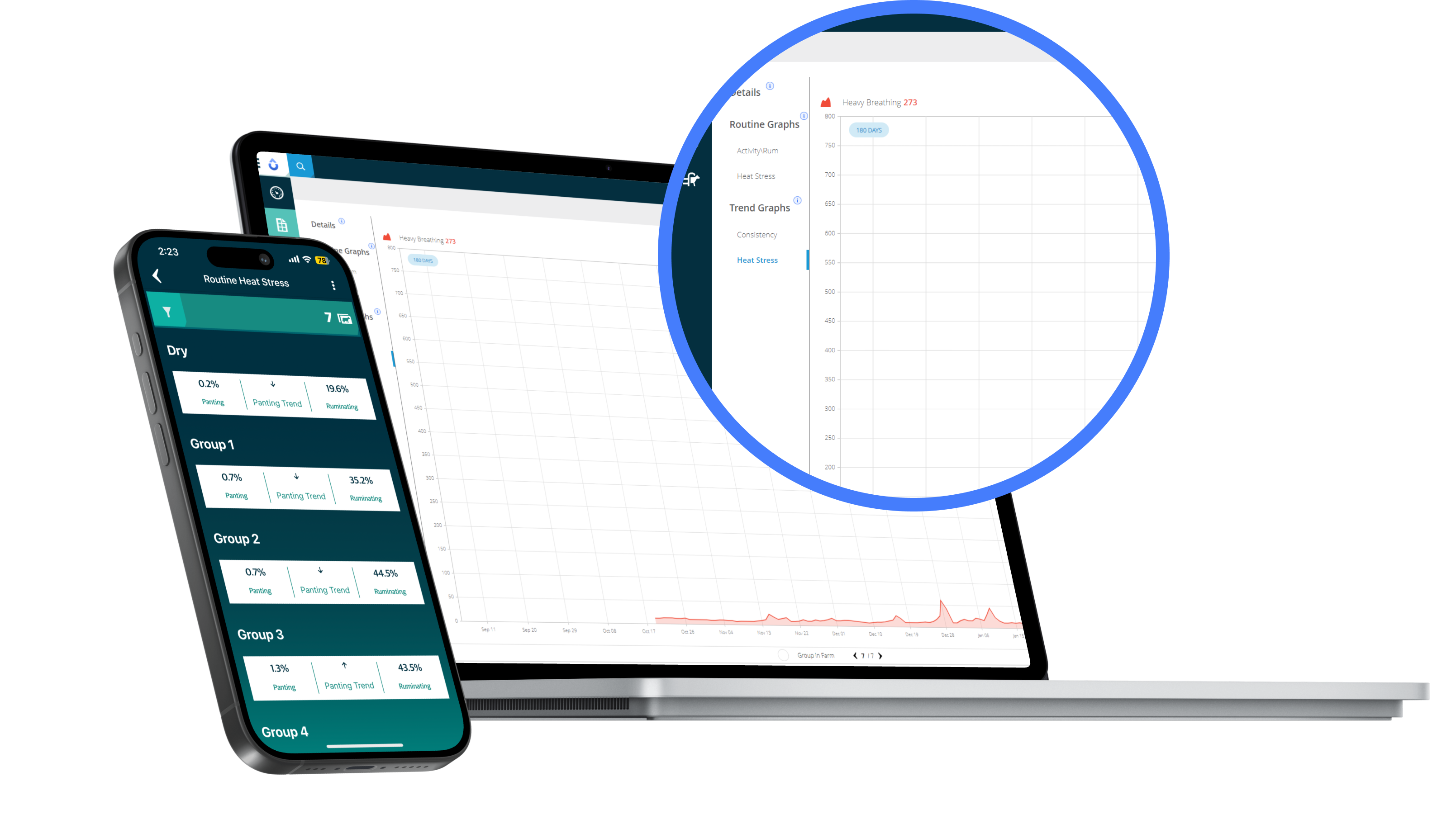 laptop and mobile phone with data