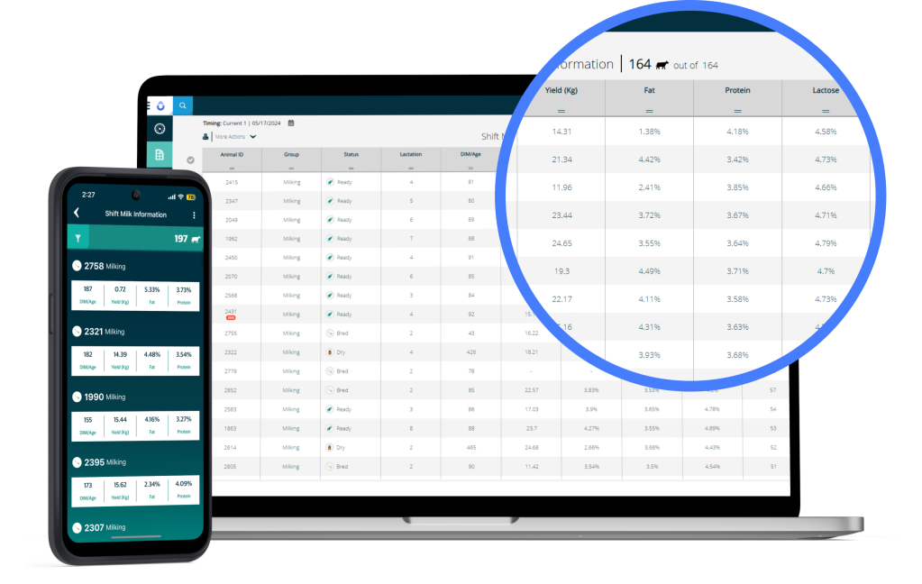 Milk Monitoring app showing on a laptop and an iPhone